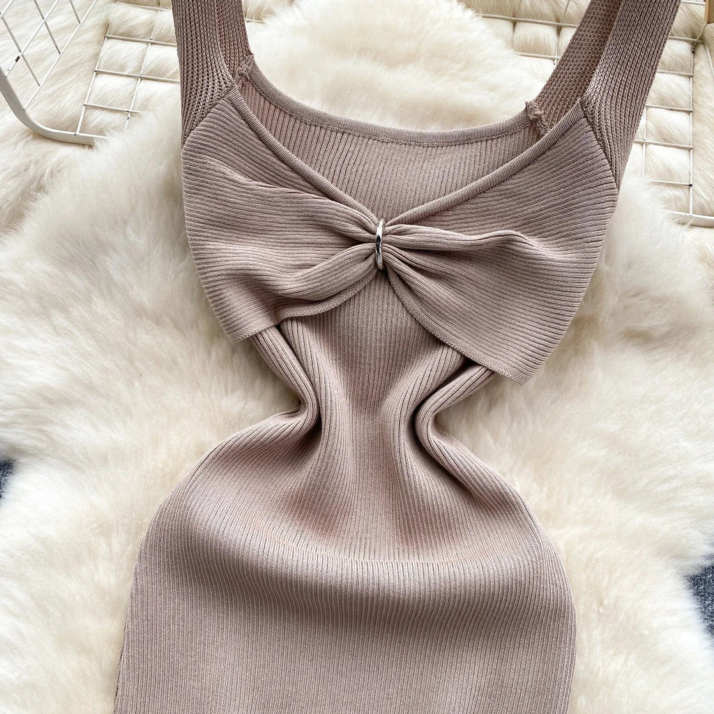 Wrap Dress Knitted Maxi With Pleated Detail And Bodycon Fit