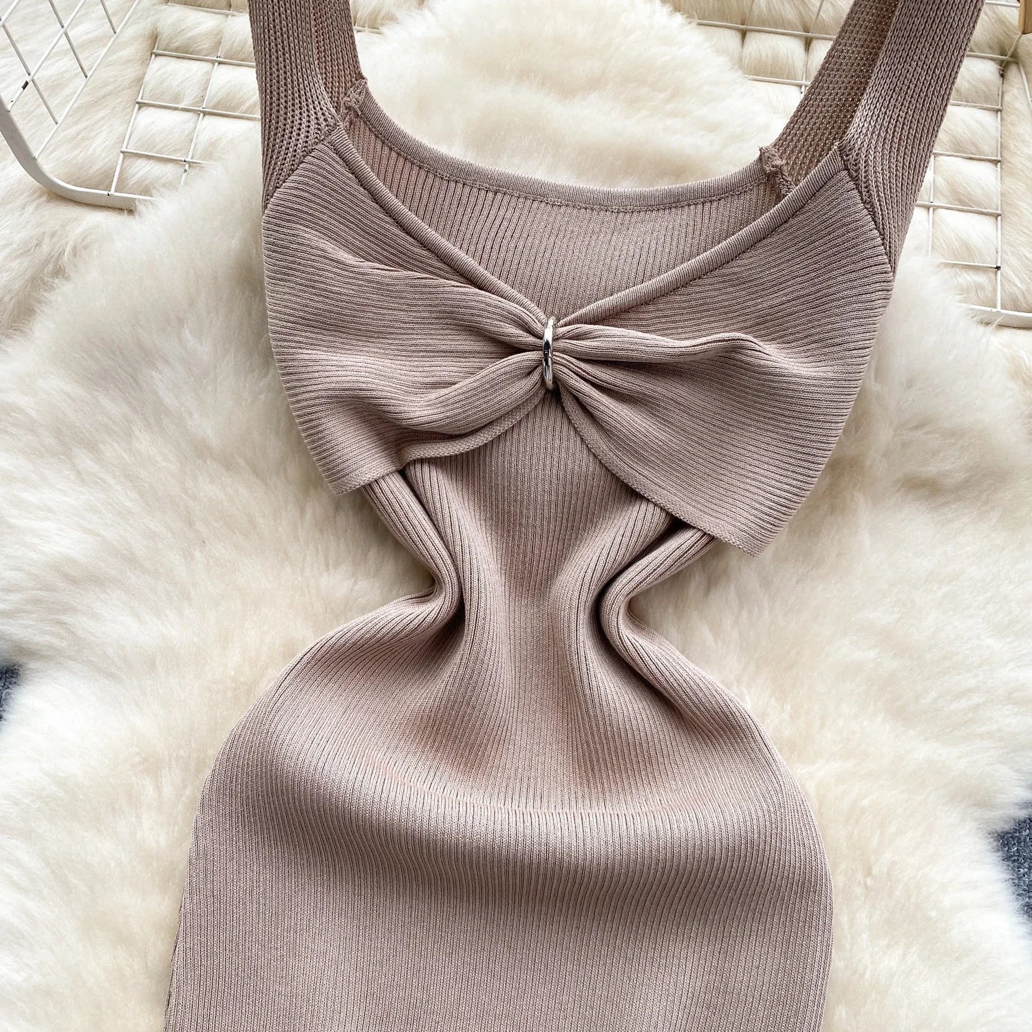 Wrap Dress Knitted Maxi With Pleated Detail And Bodycon Fit