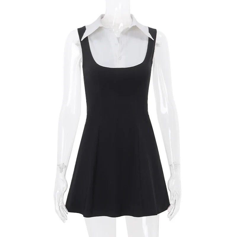 Y2K Sleeveless Mini Dress Slim A Line Summer Style