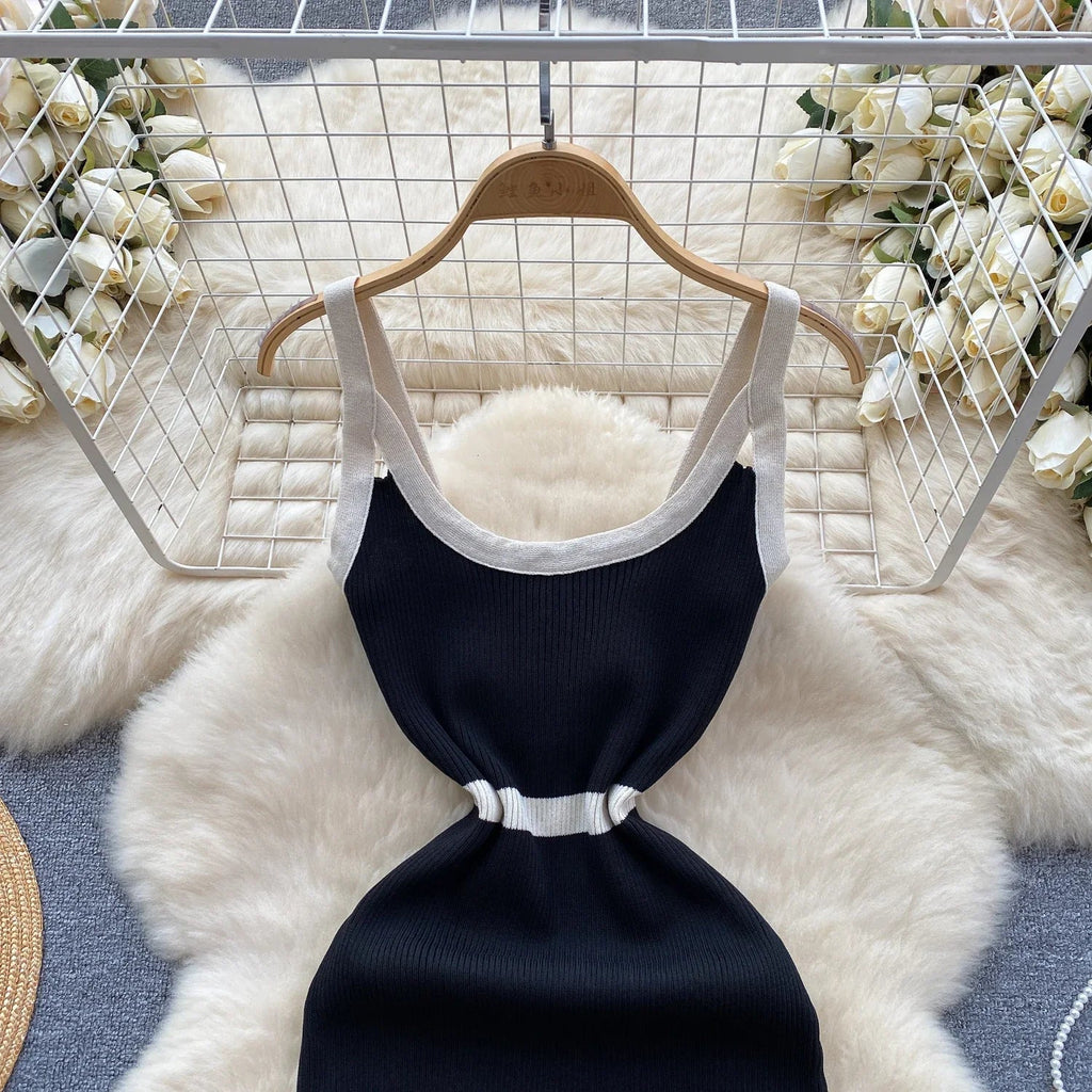 Casual Knit Wrap Dress With Off Shoulder Stripes For Summer