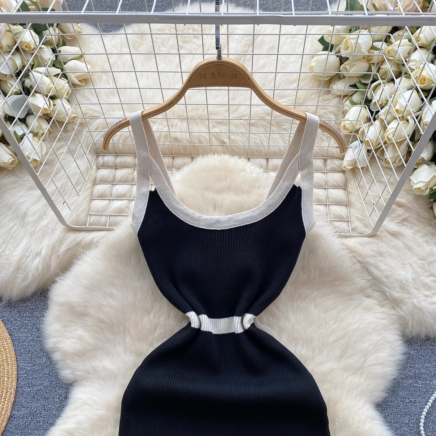 Casual Knit Wrap Dress With Off Shoulder Stripes For Summer