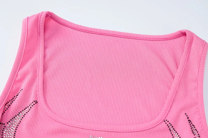 Pink Sequin Sleeveless Mini Dress For Women Party Streetwear