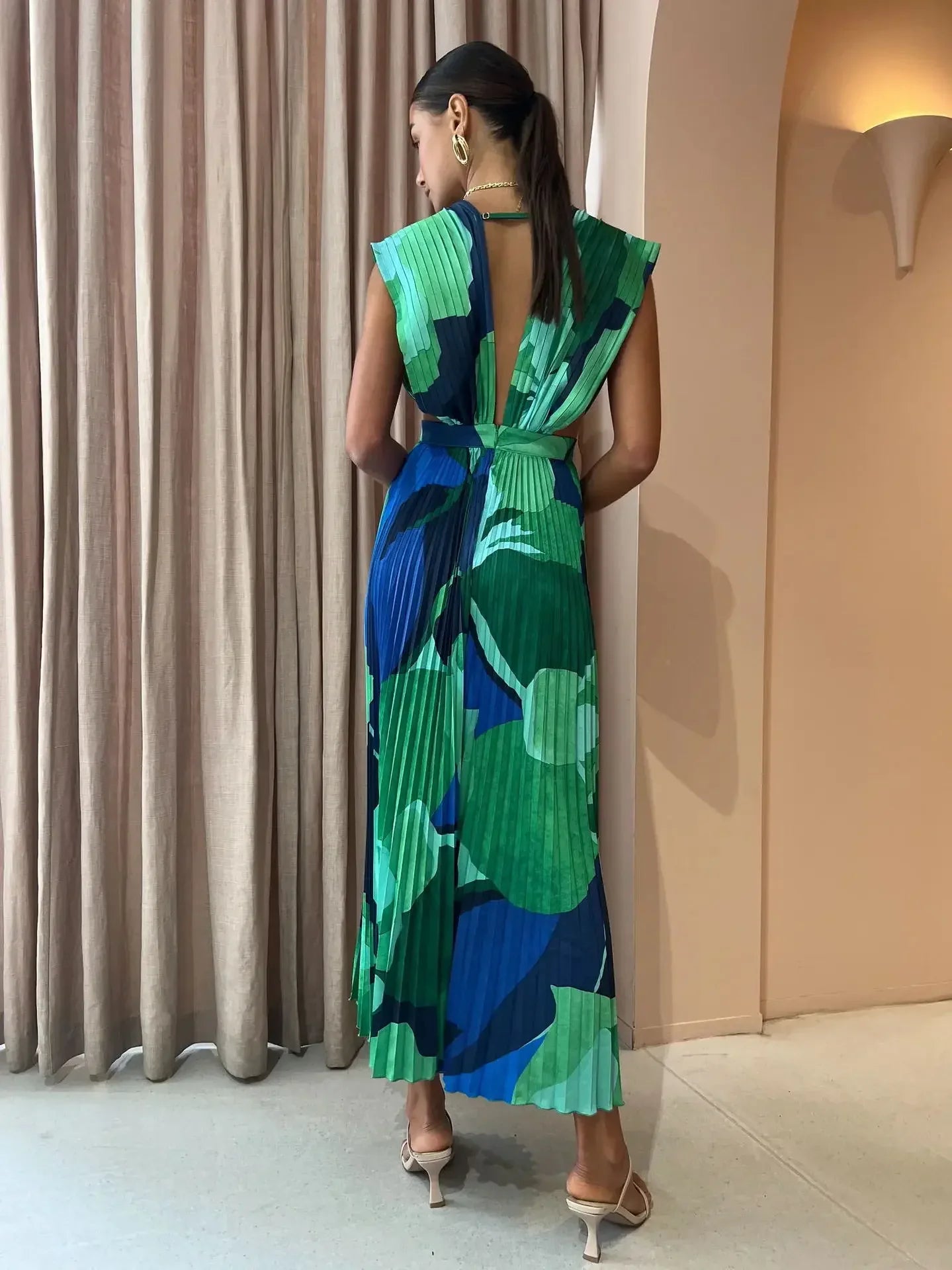 Pleated Sleeveless Casual Dress For Women Summer Vacation