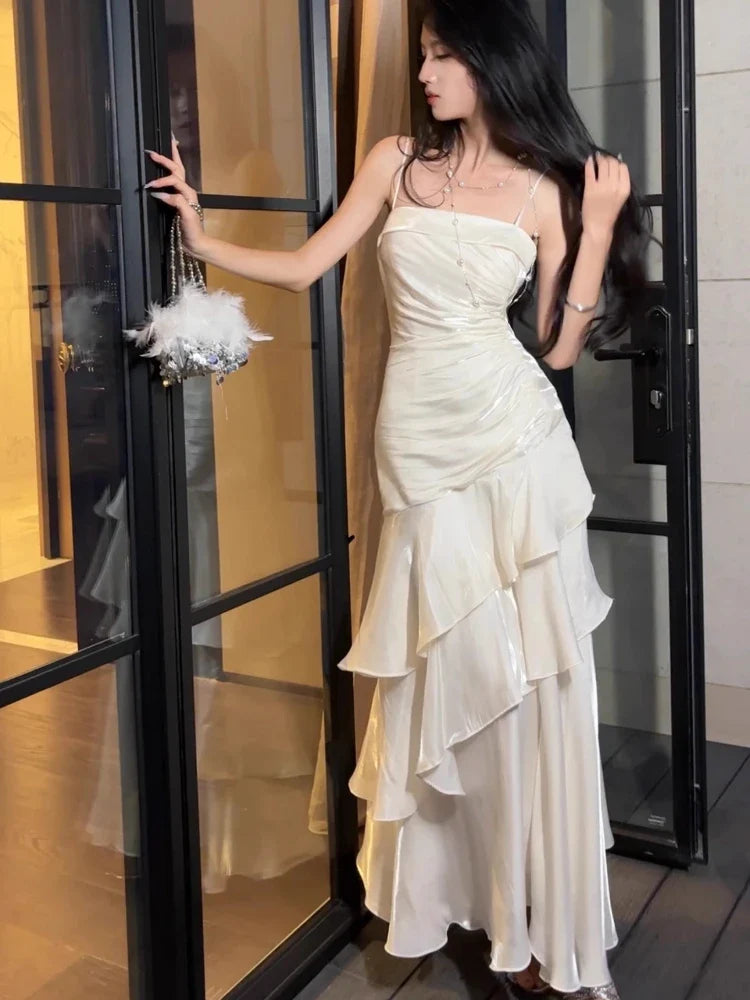 Elegant Spaghetti Strap Long Dress For Women Prom Gown