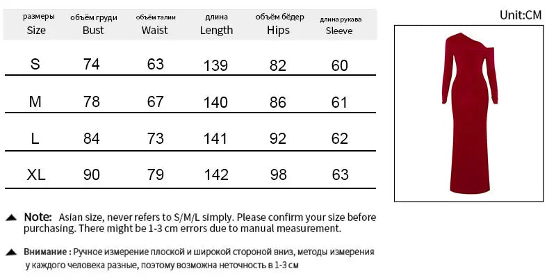 One Shoulder Red Dress Knit For Women Autumn Winter Fashion