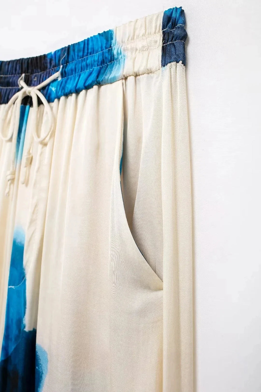 Elegant Floral Print Pant Set With Lapel Long Sleeve Loose Blouse And Drawstring High Waist Wide Leg Pants For Women