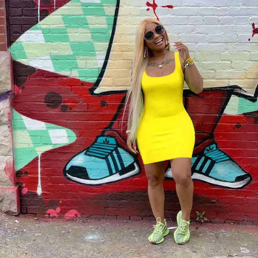 Women Solid Color Strap Casual Summer Sleeveless Dress