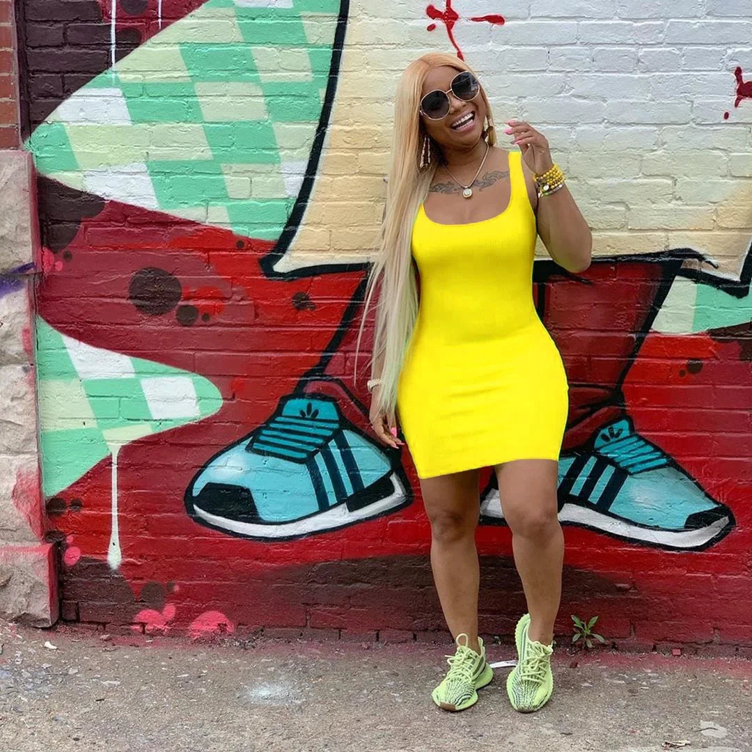 Women Solid Color Strap Casual Summer Sleeveless Dress