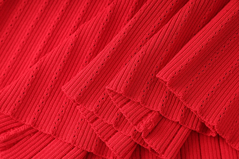 Knitted Long Sleeve V Neck Button Party Dress for Autumn