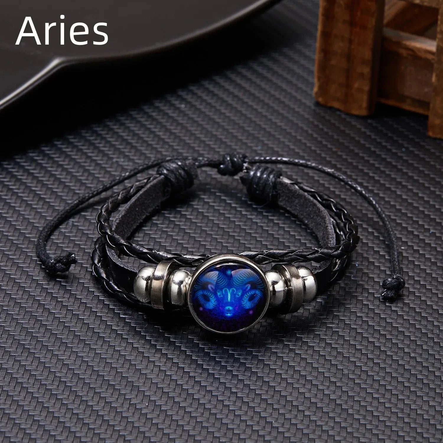 Luminous Zodiac Sign Charm Bracelet for Men and Women - Vintage Multilayer Wrap Leather Bangle Birthday Gift