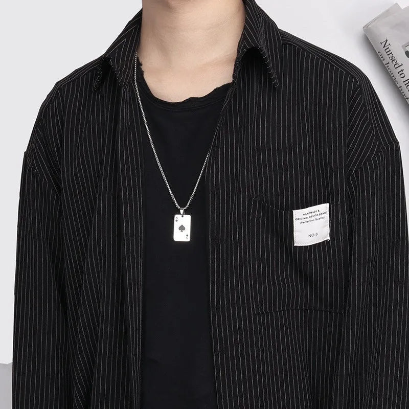 2 Piece Set Stainless Steel Poker Card Ace of Spades Necklace Unisex Pendant Chain Playing Cards Jewelry