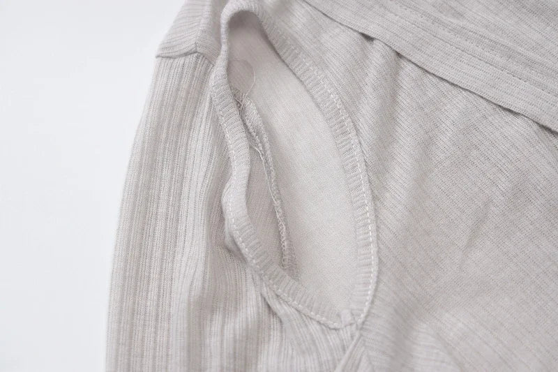 One Sleeve Knit Midi Dress Hooded Ribbed Clubwear Chic