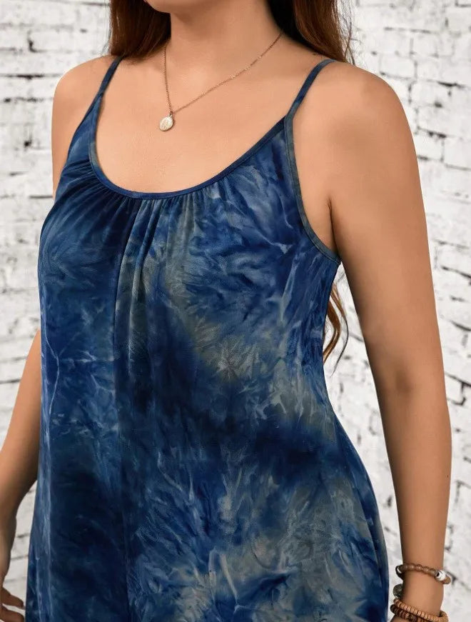 Summer Women's Printed Strap Vest Jumpsuit Casual Loose Fit Pants Stylish Lightweight Outfit