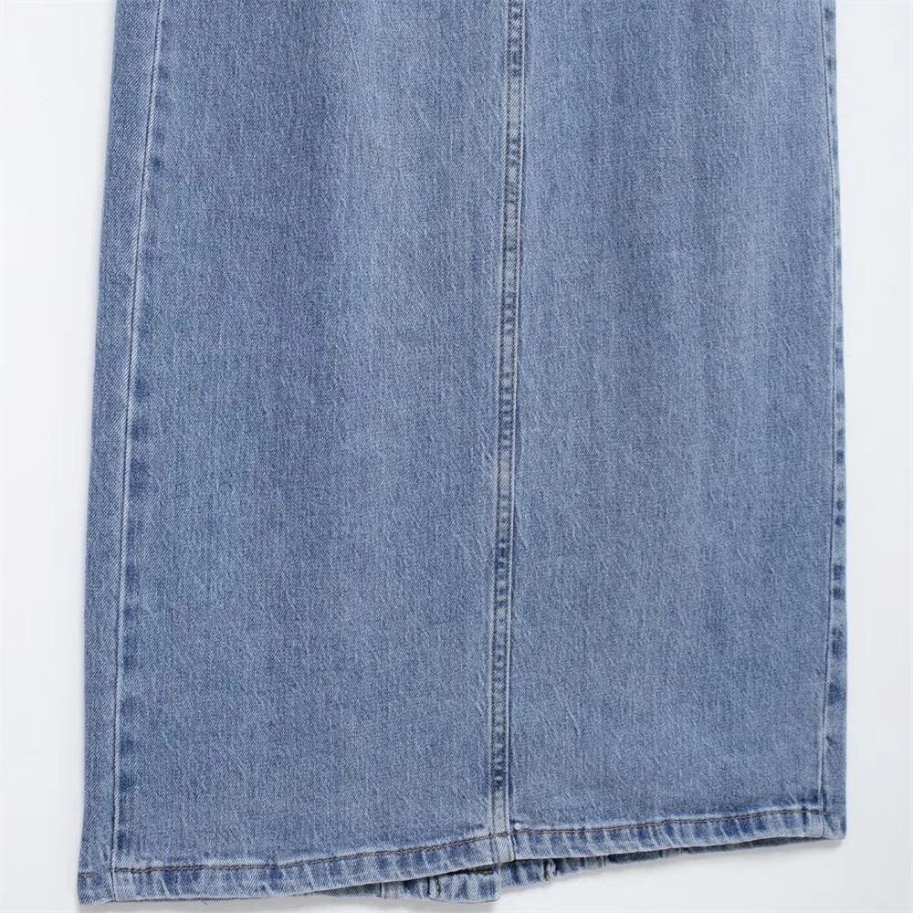 Belted Denim Midi Dress For Women With Cinched Waist