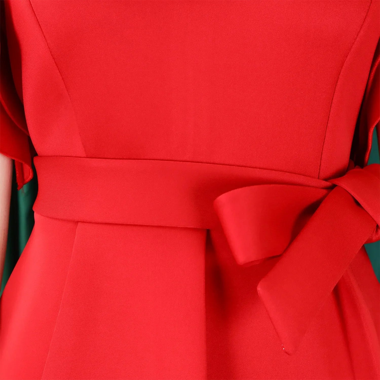 V Neck Bodycon Midi Dress With Ruffle Sleeves For Women