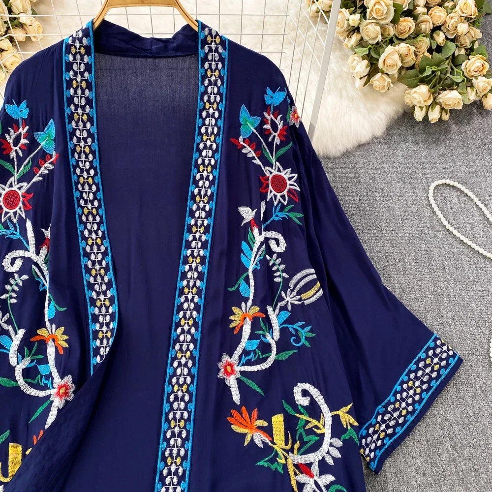 Bohemian Embroidered Floral Dress For Women Beachwear