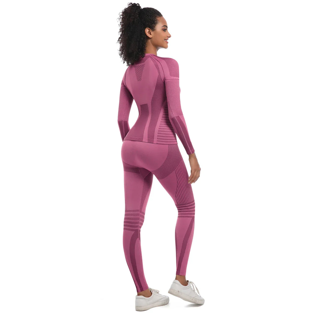 Women Thermal Skiwear Set Yoga and Fitness Workout Suit for Skiing Snowboarding Running and Exercise