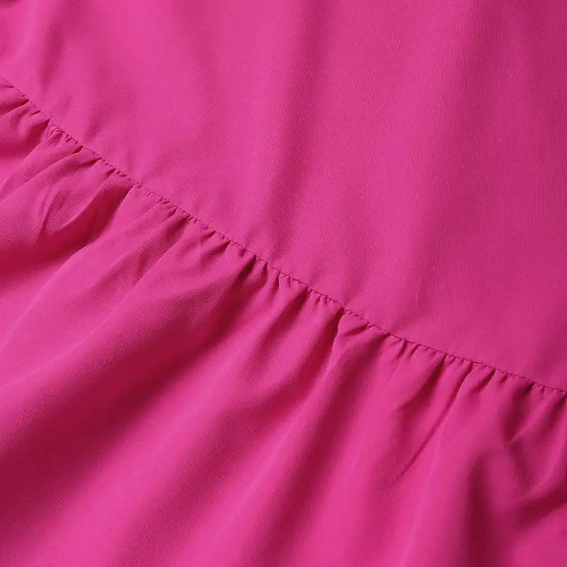 Knee Length Puff Sleeve Dress Women Casual A Line Style