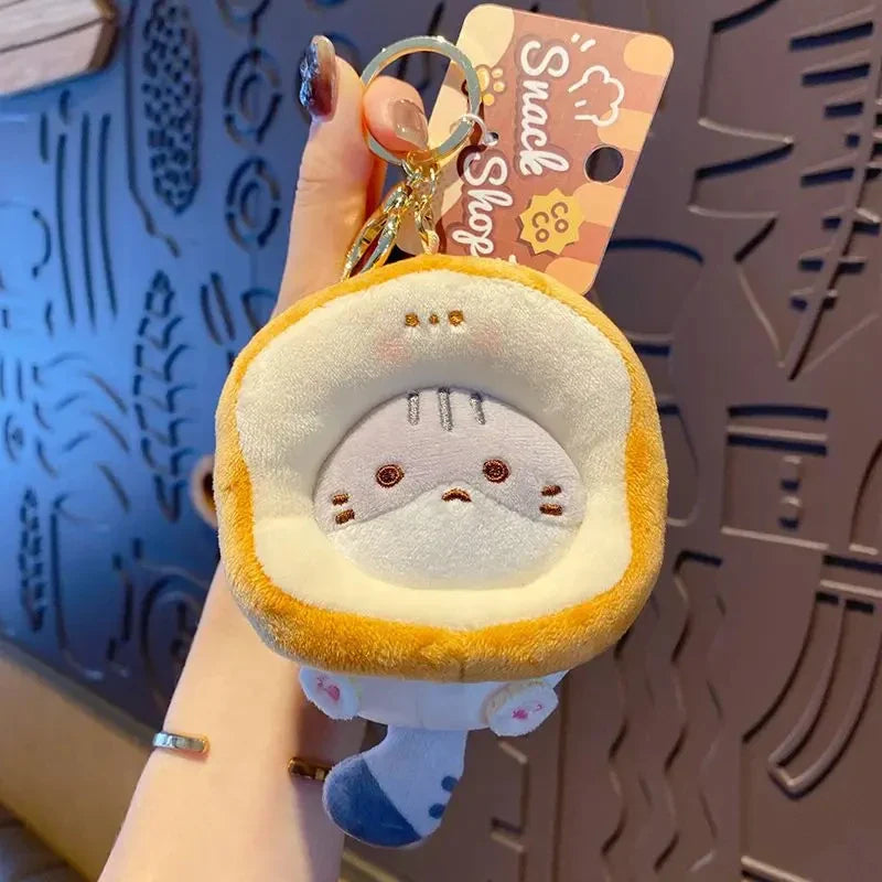 Cute Cocoa Cat Plush Keychain Pendant for Schoolbags and Dolls