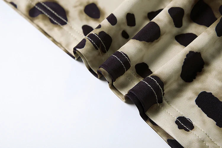 Leopard Print Midi Dress Milk Silk Fabric Backless