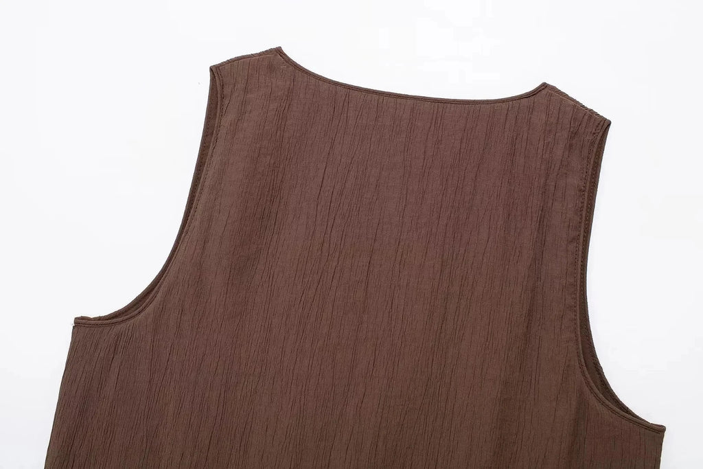 Tied Sleeveless Vest Top and High Waist Midi Skirt Two Piece Set Women's Summer Waistcoat Long Skirt Outfit