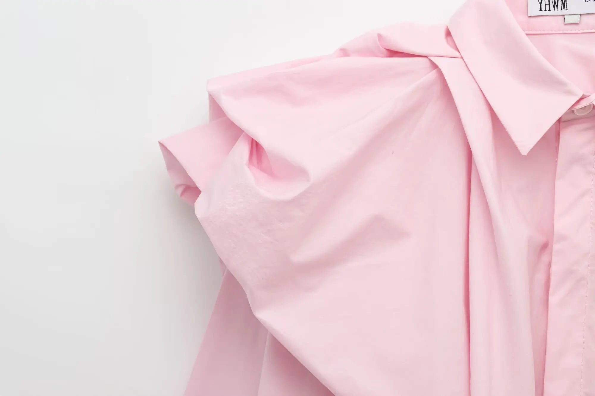 Women's Romantic Fluffy Poplin Shoulder Shirt Solid Color Versatile Fashion Top