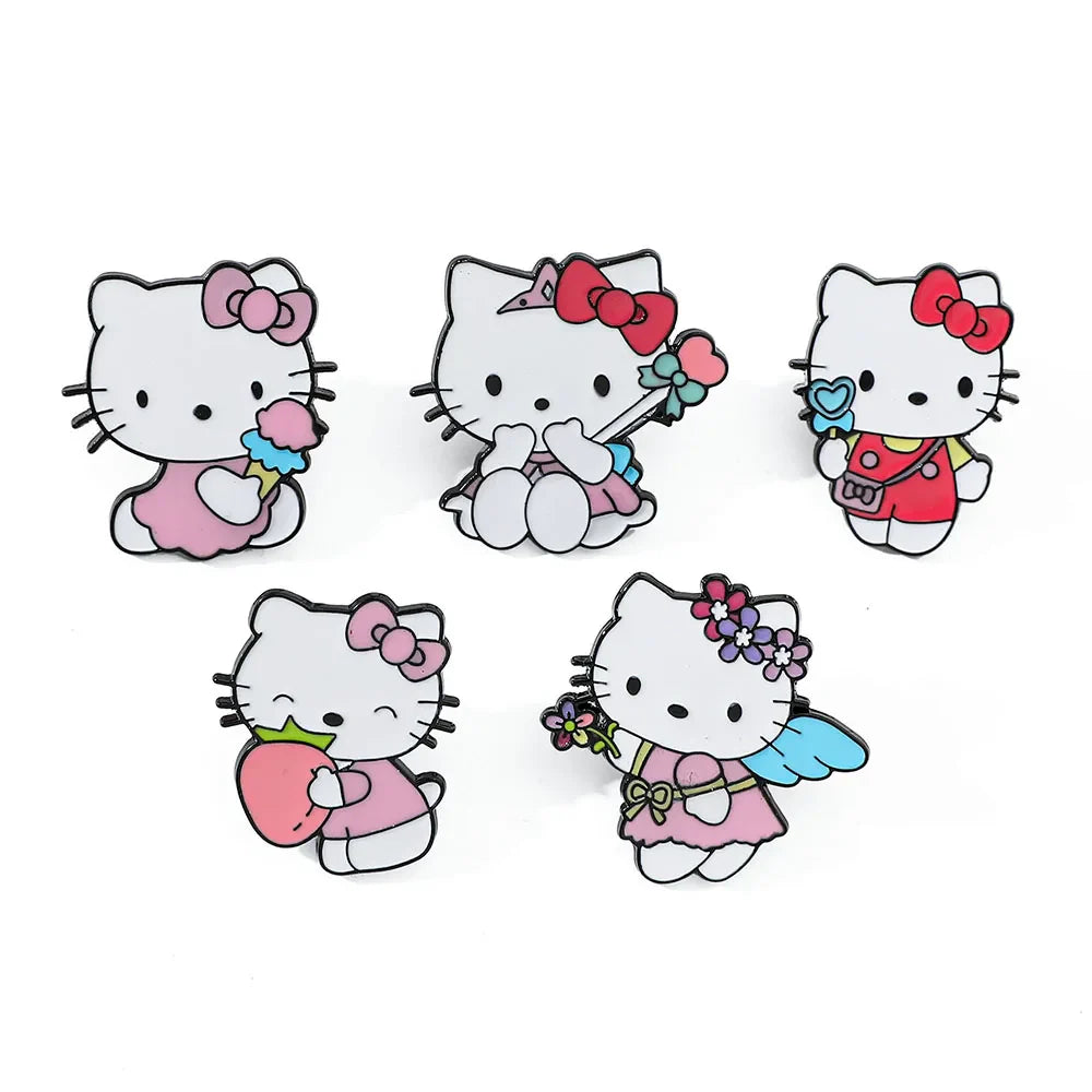 5 Pcs Cute Cartoon Soft Kawaii Cat Brooch Set Metal Badge Alloy Pin Accessory