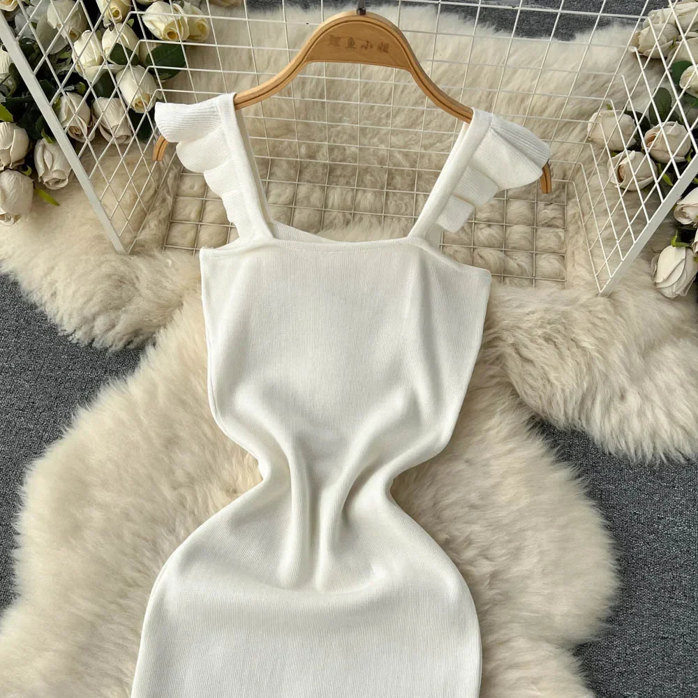 Sleeveless Wrap Midi Dress Hollow Split For Summer Beach