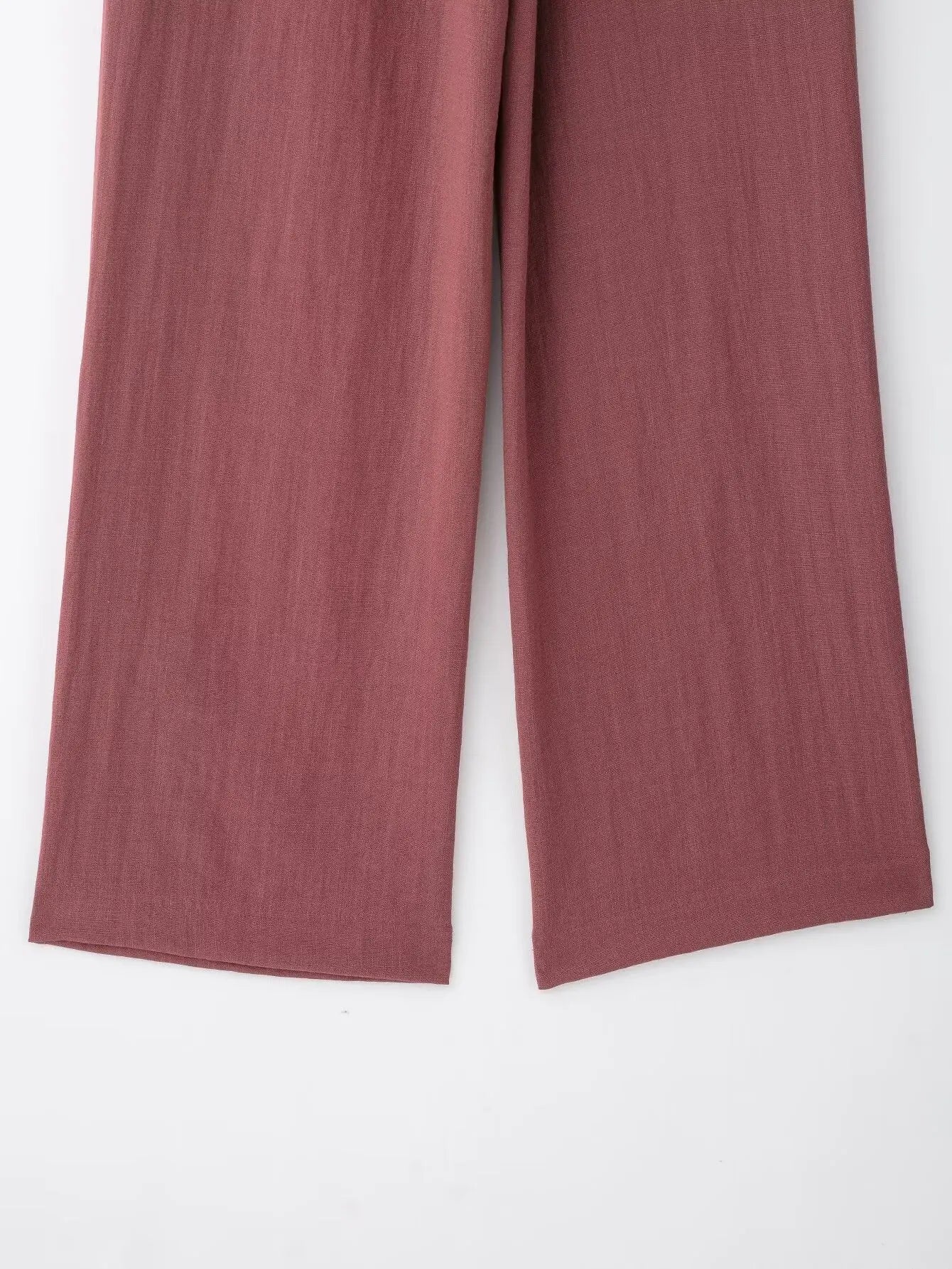 Women's V-Neck Long-Sleeve Side Tie Kimono Top and Elastic Waist Trousers Casual Chic Suit