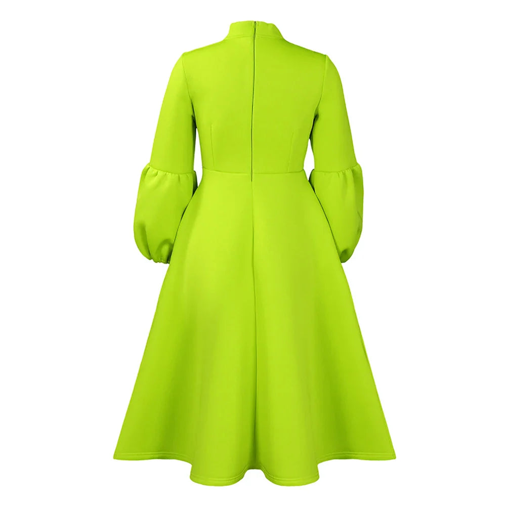 Elegant A Line Midi Dress With Bow Collar For Party