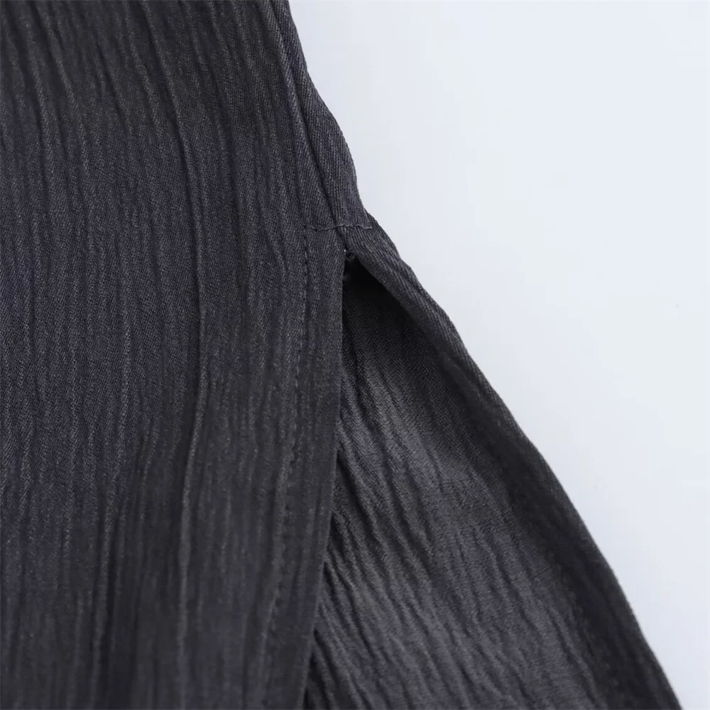 Elegant Kimono Style Women's Long Sleeve V Neck Shirt Jacket and Matching Long Pants Set with Textured Fabric and Refined Temperament