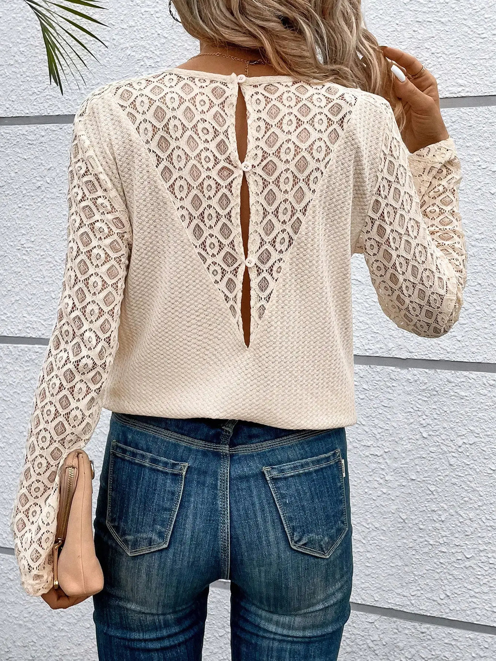 Autumn Solid Color Lace Stitching Long Sleeve Casual T-Shirt