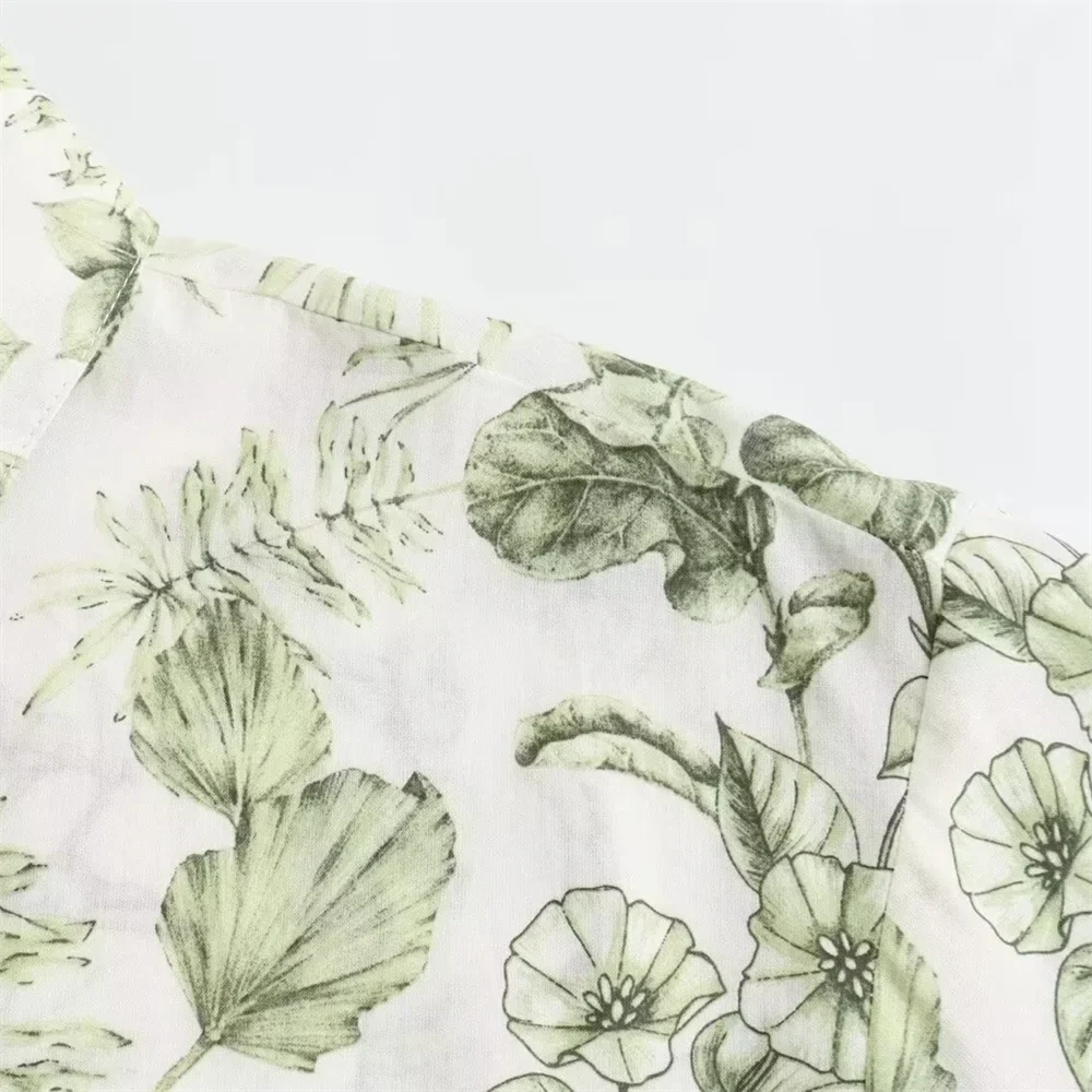 Casual Loose Printed Shirt and Wide Leg Pants Set for Women