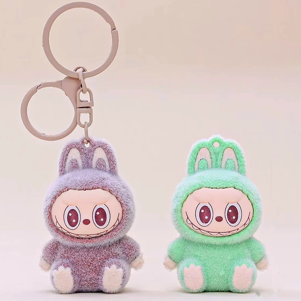 Kawaii Labubu Doll Keychain Cute PVC Pendant Toy Phone Bag Charm Car Accessories