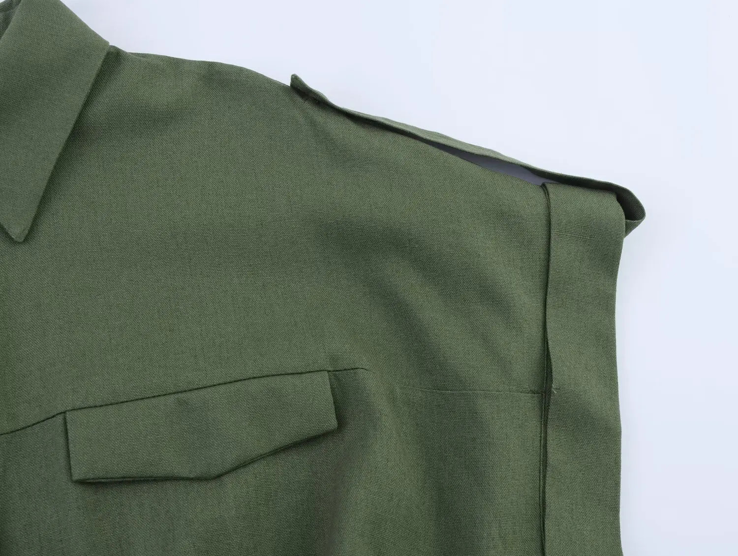 Women's Blended Lace-Up Lapel Shirt Short-Sleeve Single-Breasted Waist Pocket Casual Chic Top for Spring and Summer