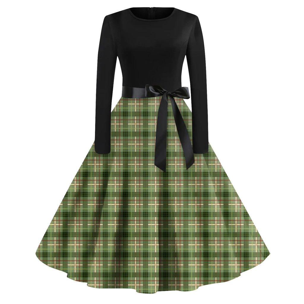 Winter Vintage Christmas Dress Women Long Sleeve 50s 60s