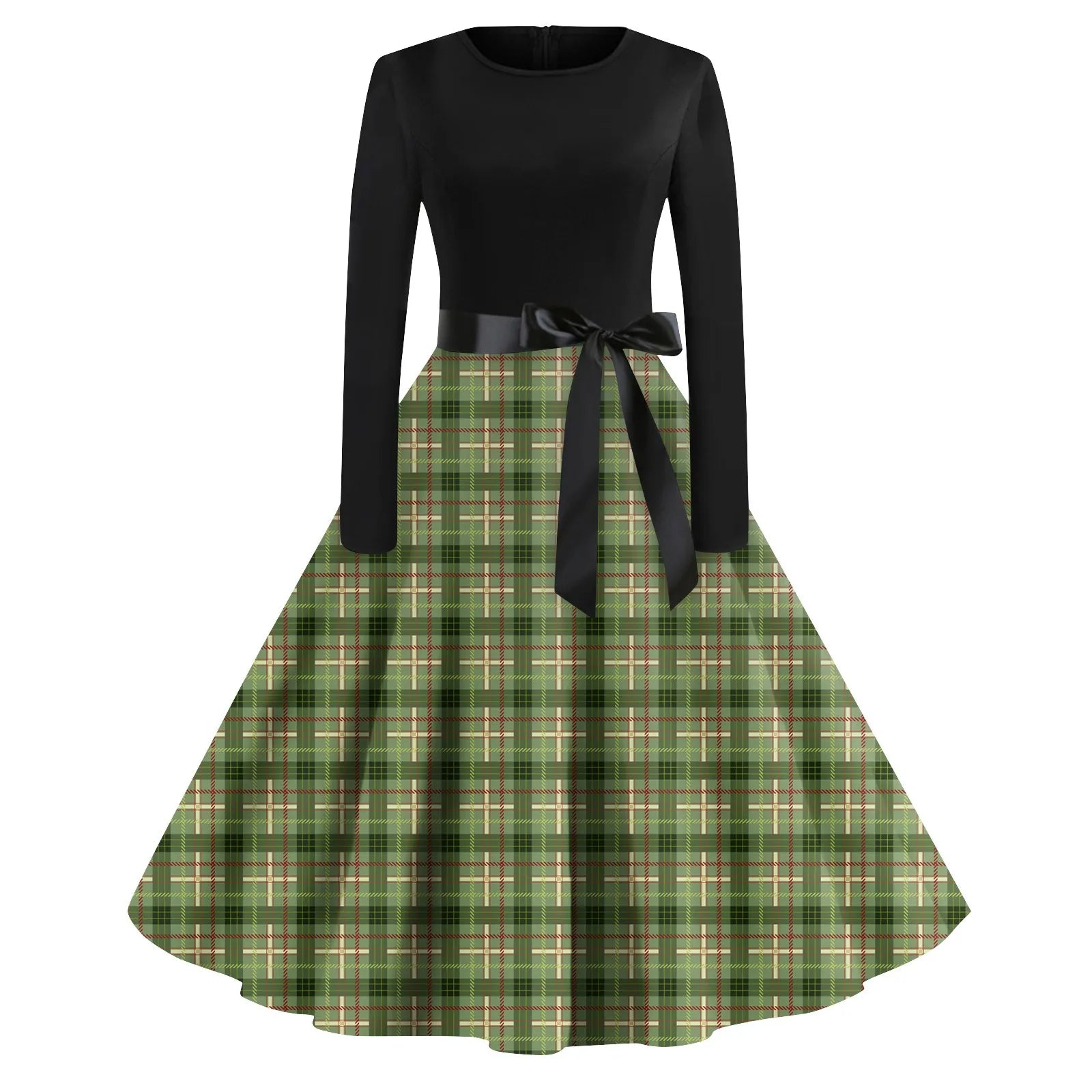 Winter Vintage Christmas Dress Women Long Sleeve 50s 60s