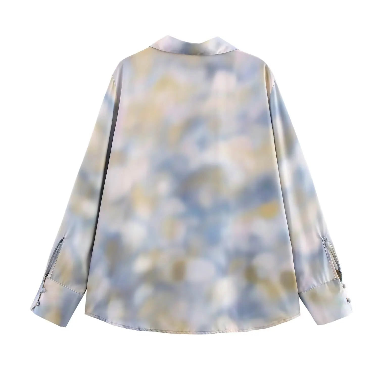 Women's Tie Dye Texture Vertical Collar Shirt with High Waist Slimming Skirt Set Spring Casual Chic Elegant Outfit