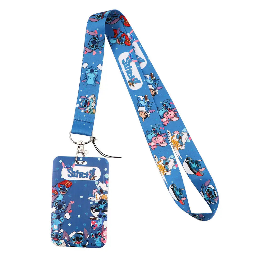 Stitch Cute Cartoon Animation Lanyard for Keys ID Credit Card Pass Mobile Phone Charm Neck Strap Badge Holder