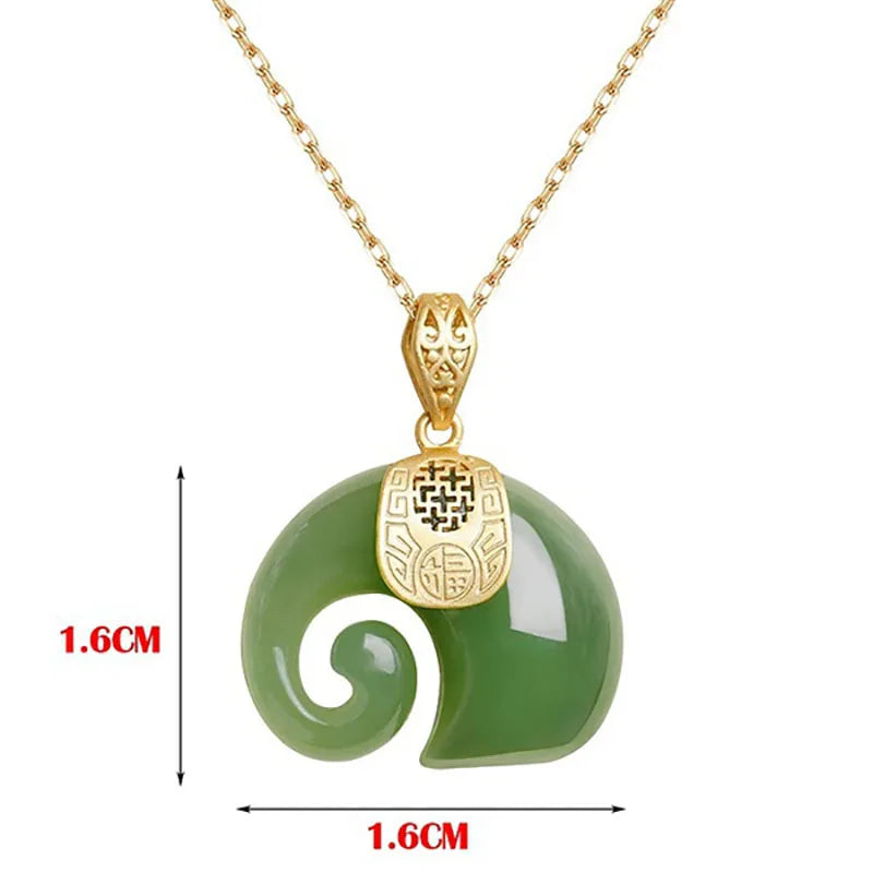 Natural Stone Jade Elephant Pendant Necklace with 18K Gold Plated Chain for Women Perfect for Birthdays and Anniversaries
