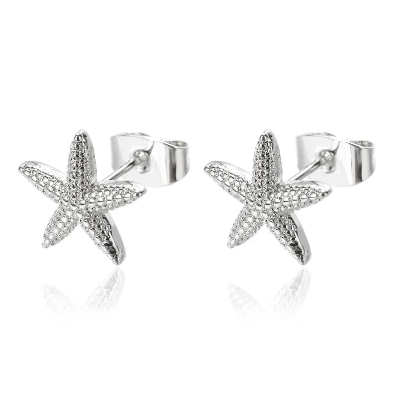 Vintage Starfish Stainless Steel Stud Earrings for Women Ocean Inspired Jewelry Gift