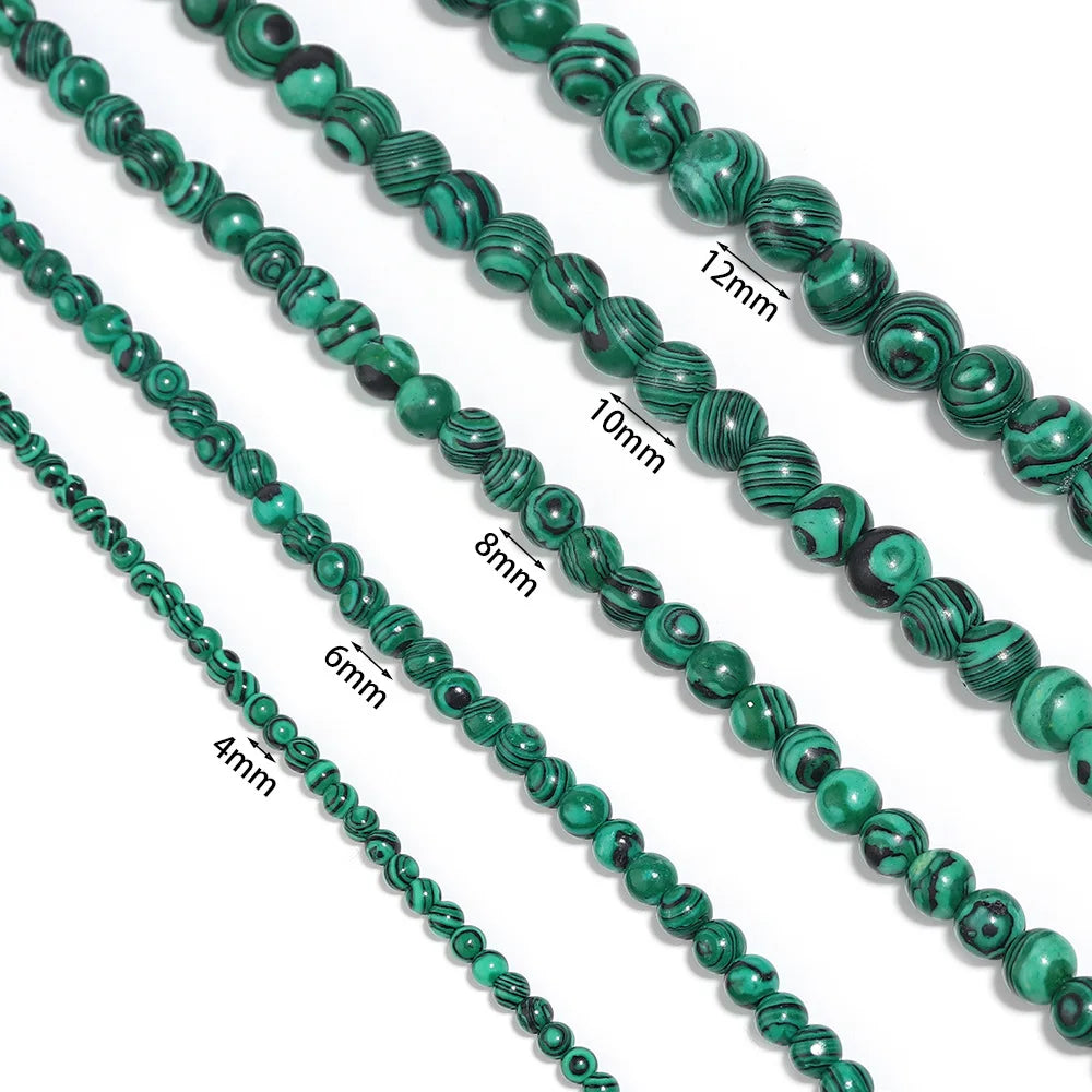 Natural Green Malachite Stone Beads for Jewelry Making 4mm 6mm 8mm 10mm 12mm Loose Spacer Beads for Bracelets and Necklaces