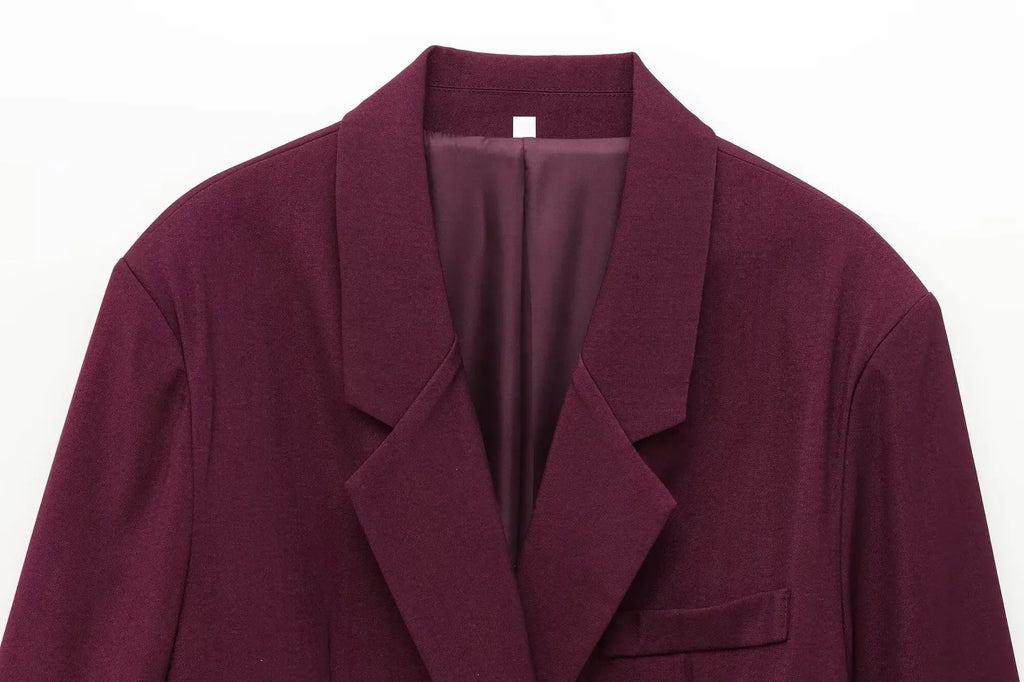 Women's Oversized Suit Jacket and High Waist Wide-Leg Trousers Set with Double-Breasted Top for Spring Fashion