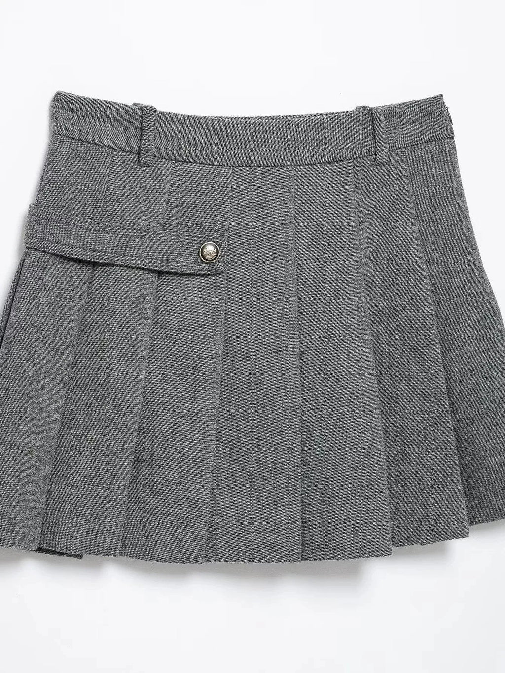 Double Breasted Epaulet O Neck Jacket with Chic Sashes and Pleated Mini Skirt Women's Streetwear Suit