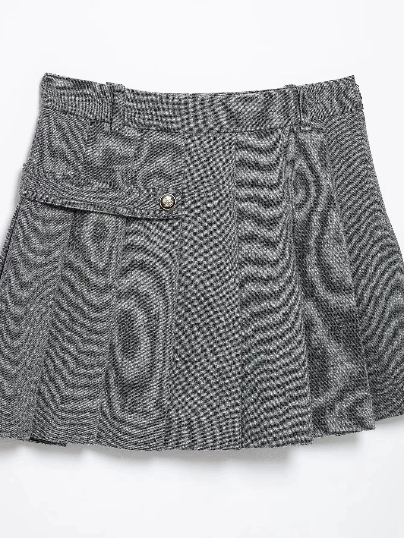 Double Breasted Epaulet O Neck Jacket with Chic Sashes and Pleated Mini Skirt Women's Streetwear Suit