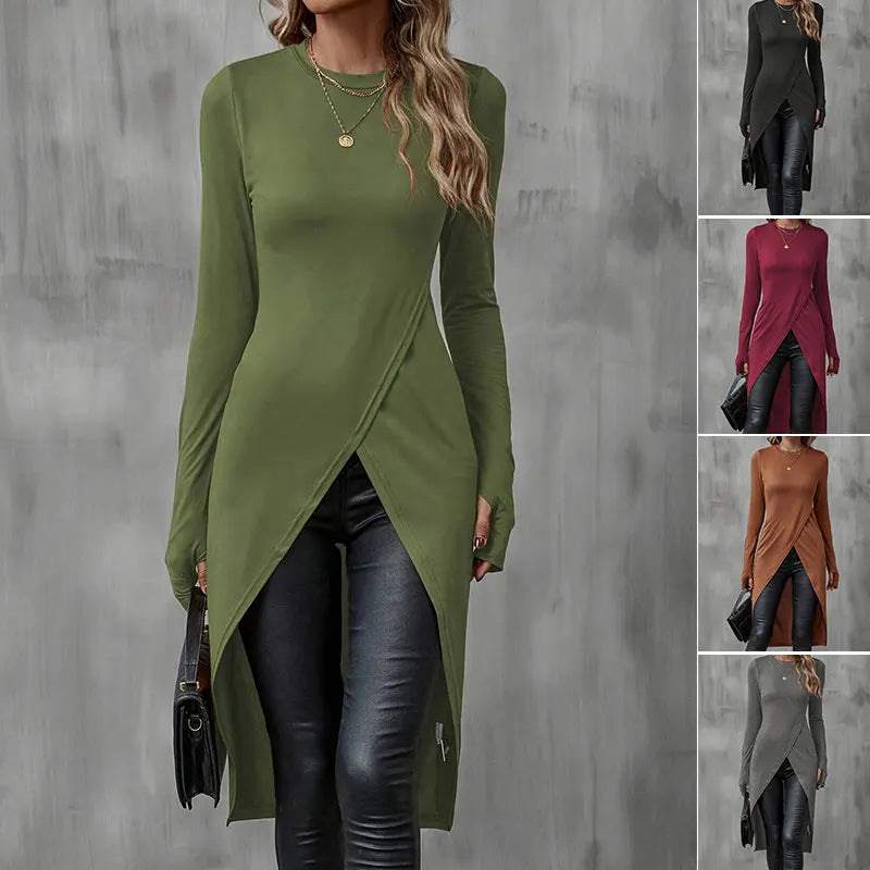Plus Size Long T Shirt Slimming Casual Autumn Wear