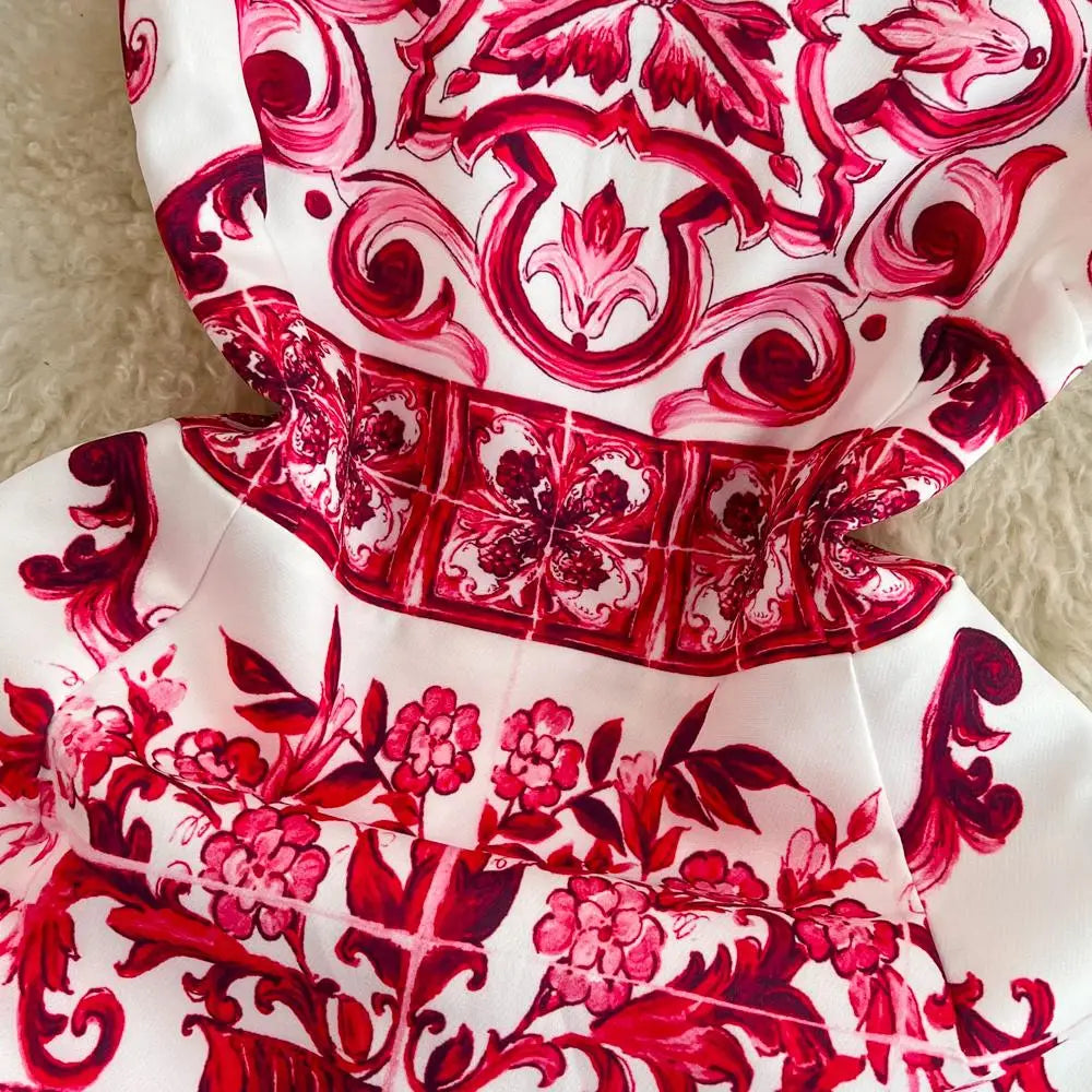 Floral Print Sleeveless Mini Dress for Summer Vacation