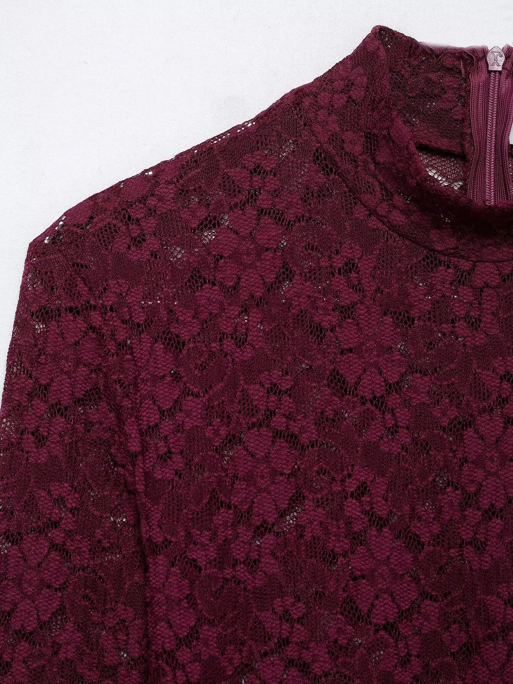 Lace Midi Dress Solid Hollow Out Asymmetric Long Sleeve