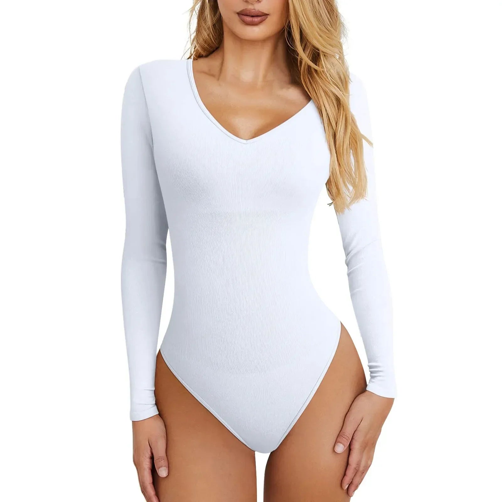 Women's Sexy Knitted Slim Fit Crew Neck Long Sleeve Jumpsuit Bodysuit with Leggings Soft Stretchy Lightweight Underwear Top for Casual and Party Wear