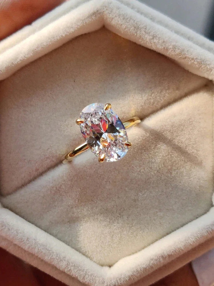 925 Sterling Silver Oval Zircon Engagement Ring for Women Luxury Fine Jewelry